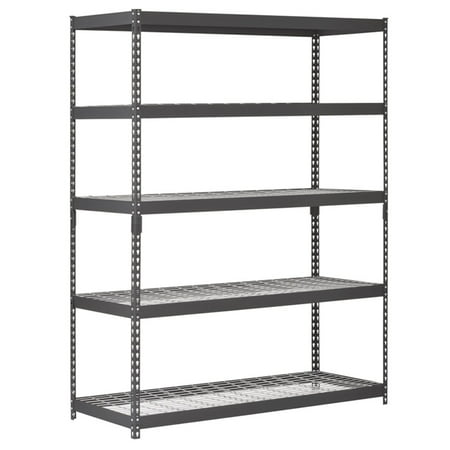 Edsal Heavy-Duty 60"W x 24"D x 78"H 5-Shelf Steel Freestanding Shelves, Black