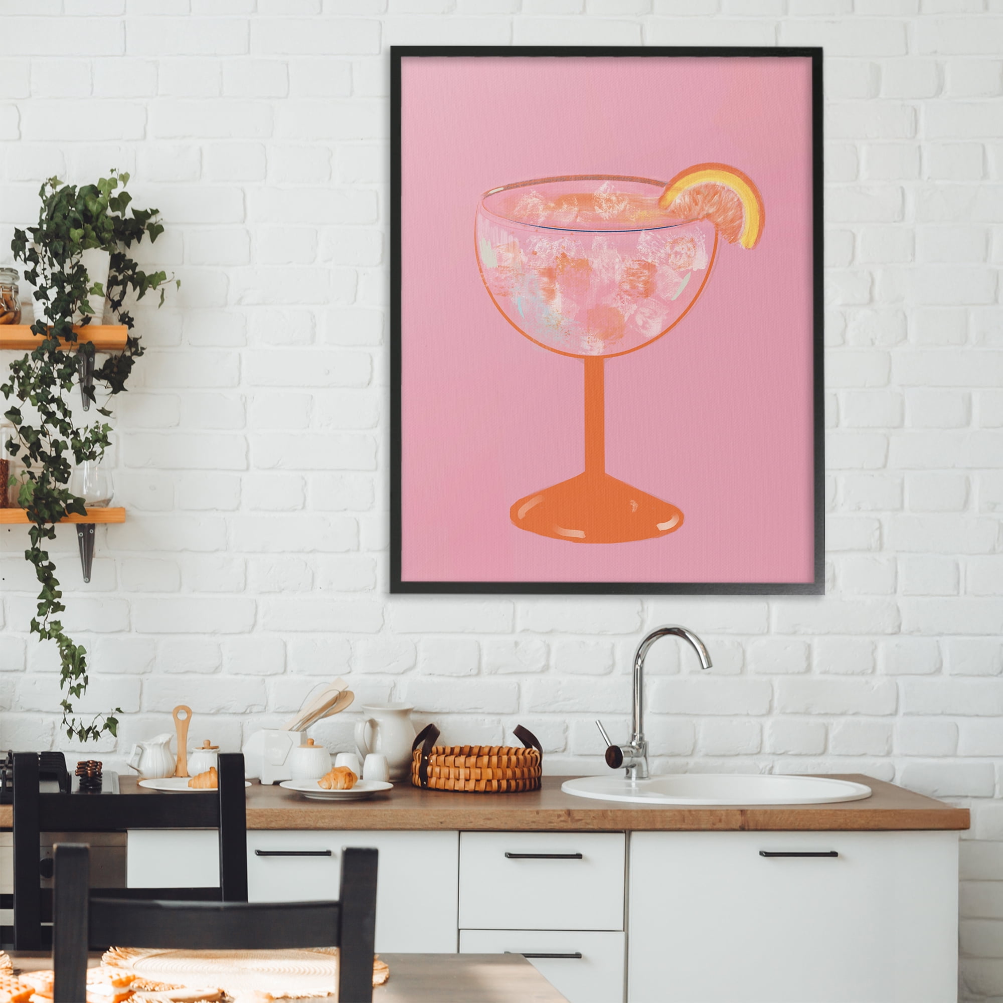 Stupell Industries Paloma Glass over Pink Black Framed Giclee Art, design by Robin Maria