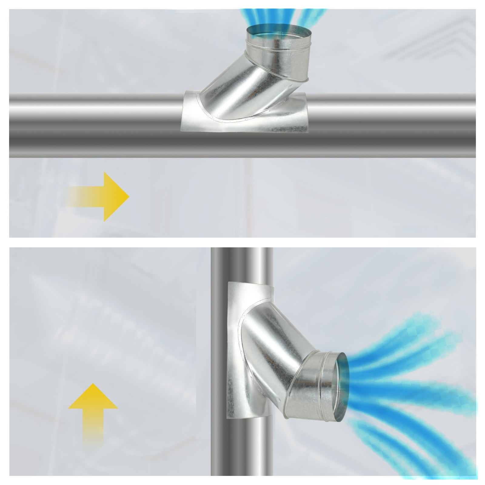 Duct Connector, Saddle Take Off 45 Degree 12" Duct to 4" Outlet Saddle Branch Extension Duct Splitter