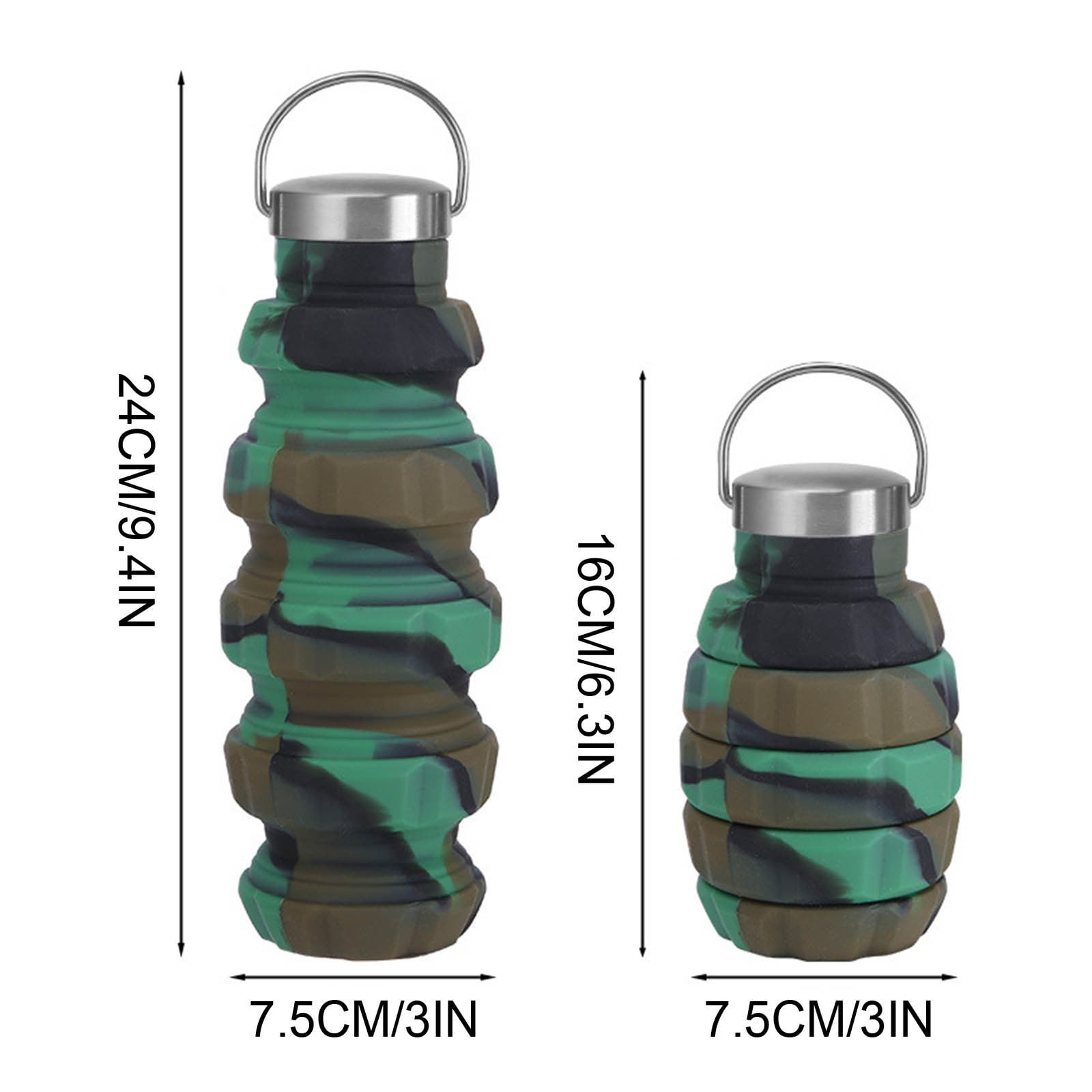 JilgTeok 2 Packs Foldable Water Bottle 500ml Leak Proof Reusable Collapsible Sports Cup for Travel Hiking Camping Gym Outdoor Activities BPA Free