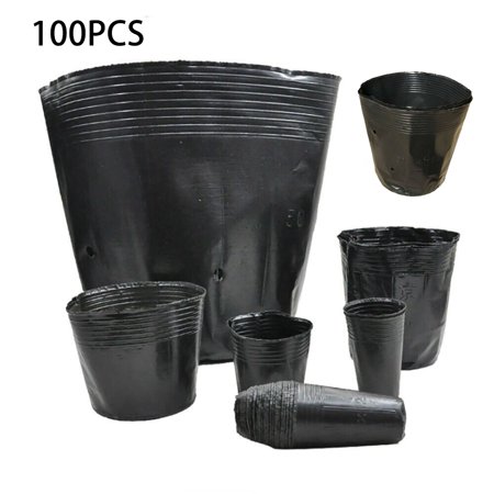 Worallymy 100pcs Plastic Planter Pot Home Garden Greenhouse Plant Nursery Flower Planting Seedling Grow Pot 11.5x10.5cm