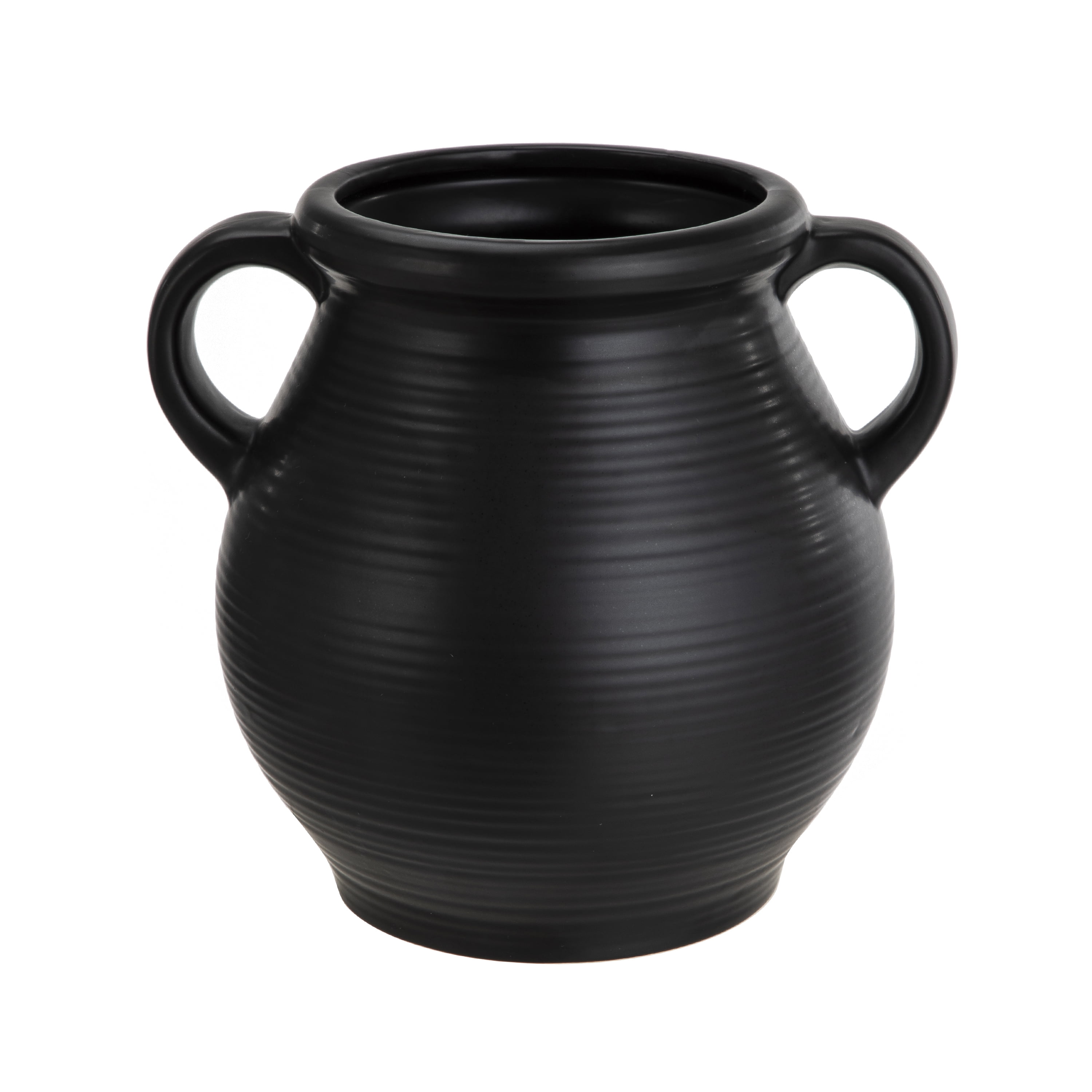 Mainstays Classic Black Ceramic Vase with Ribbed Finish
