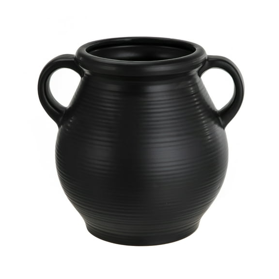Mainstays Ceramic Vase with Ribbed Finish, Black