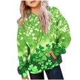 thumbnail image 1 of Sudadera con capucha para niños, camiseta de manga larga con estampado del Día de San Patricio para niños y mayores, sudadera con capucha para niña, parte superior de poliéster., 1 of 5