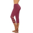 thumbnail image 4 of Minjewel Capri Pants for Women - Pleated Perforated Sports Leggings with Cow Tendon Suspension High Waist Slimming - Color Yoga Pants Workout Sets for Women,Wine 2XL, 4 of 7