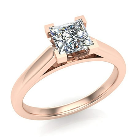 Princess Cut Diamond Engagement Ring 14K Rose Gold 1/3 ctw (I,I1) Popular