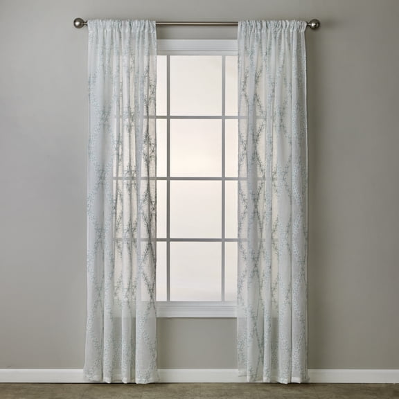 SKL Home Diamond Vine Curtain Panel, White, 52x84