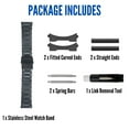 thumbnail image 3 of Bandini 18mm Stainless Steel Fitted Curved End Metal Watch Band for Men and Women, 3 Link Watch Strap Oyster Bracelet, Double Foldover Lock Deployment Clasp - Black 18 mm Watch Band, 3 of 7