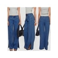 thumbnail image 2 of Michellecmm Women’s Low Rise Washed Jeans Trendy Wide Leg Split Hem Loose Denim Pants Trousers, 2 of 8
