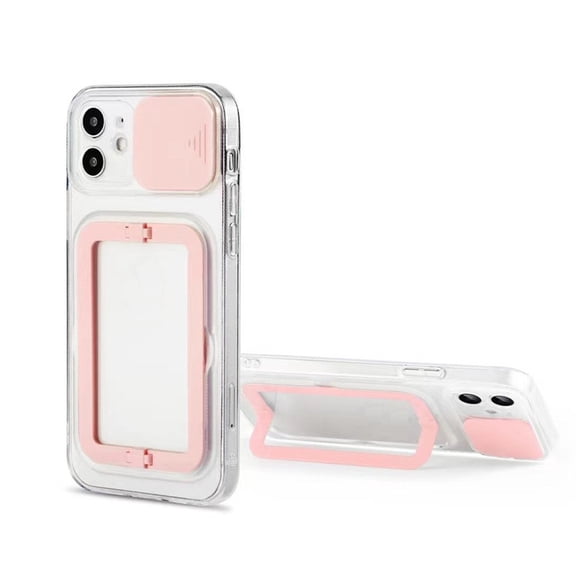 Soft TPU Phone Case For iPhone 13 Pro in Pink With Camera Lens Protection Cover and Stand