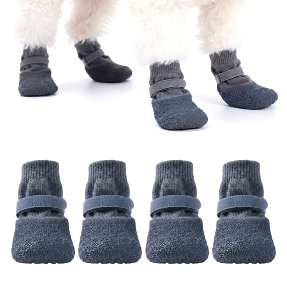 Dog Shoes 4Pcs Anti Slip Paw Protector Boots with Adjustable Straps, Water Resistant Pet Socks