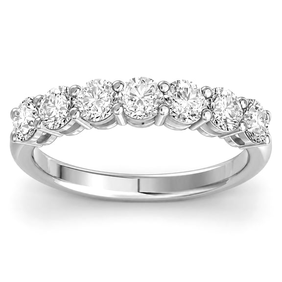 ARAIYA FINE JEWELRY 10K White Gold Lab Grown Diamond Seven-Stone Wedding Band Ring (3/4 cttw, D-E Color, VS Clarity) Size 6