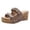 A-Brown498, variant on Womens Wedge Slide Sandals Retro Rivet Suede Dual Buckle Slip On Ladies Sandals Summer Resort Beach Vacation Casual Sandals