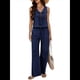 thumbnail image 1 of Conjunto de 2 Piezas para Mujer, Chaleco con Cuello en V y Cintura Anudada, Pantalones Casuales de Pierna , Azul Marino, Talla S, 1 of 9