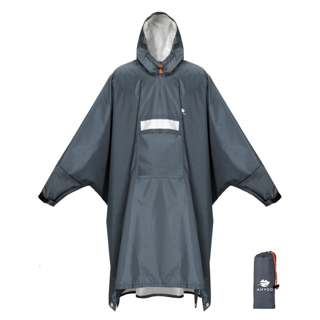 Poncho de lluvia ANYOO con capucha, impermeable y ligero para adultos