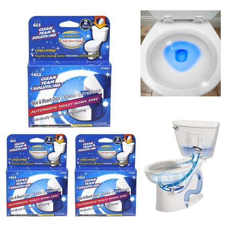 6 Pc Automatic Bleach Toilet Discs Bowl Flush Cleaner Stain Remover Tablet (Best Toilet Tank Tablet Cleaner)