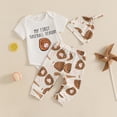 thumbnail image 5 of larppty My First Baseball Season Baby Boy Outfit Newborn Letter Print Short Sleeve Romper Baseball Pants Hat 3Pcs Outfits Set, 5 of 7