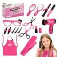 thumbnail image 3 of sixwipe Girls Beauty Salon Set, 17 Pcs Kids Beauty Salon Toy Kit, Pretend Play Hair Styling Set with Blow Dryer, Barber Apron, Scissors and Stylist Accessories, Girls Hair Salon Playset for 3-9, 3 of 8