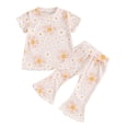 thumbnail image 4 of Xyant Baby Girl Summer Clothes Short Sleeve Lettuce Trim Floral Tops + Shorts Set Infant Spring Outfits (Beige,18-24 Months）, 4 of 4