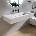 thumbnail image 3 of MEDUNJESS 42" Vessel Sink Wall-Mount Bathroom Sink V-Shaped Floating Sink Stone Resin in Matte White, 3 of 6