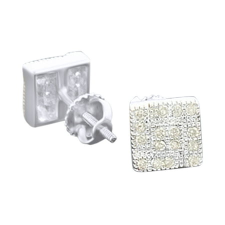 Gold Champagne Diamond Earrings - Round Cut Champagne Natural Diamond Stud Earrings In 10K Solid White Gold (0.23 Ct) By Jewel Zone US