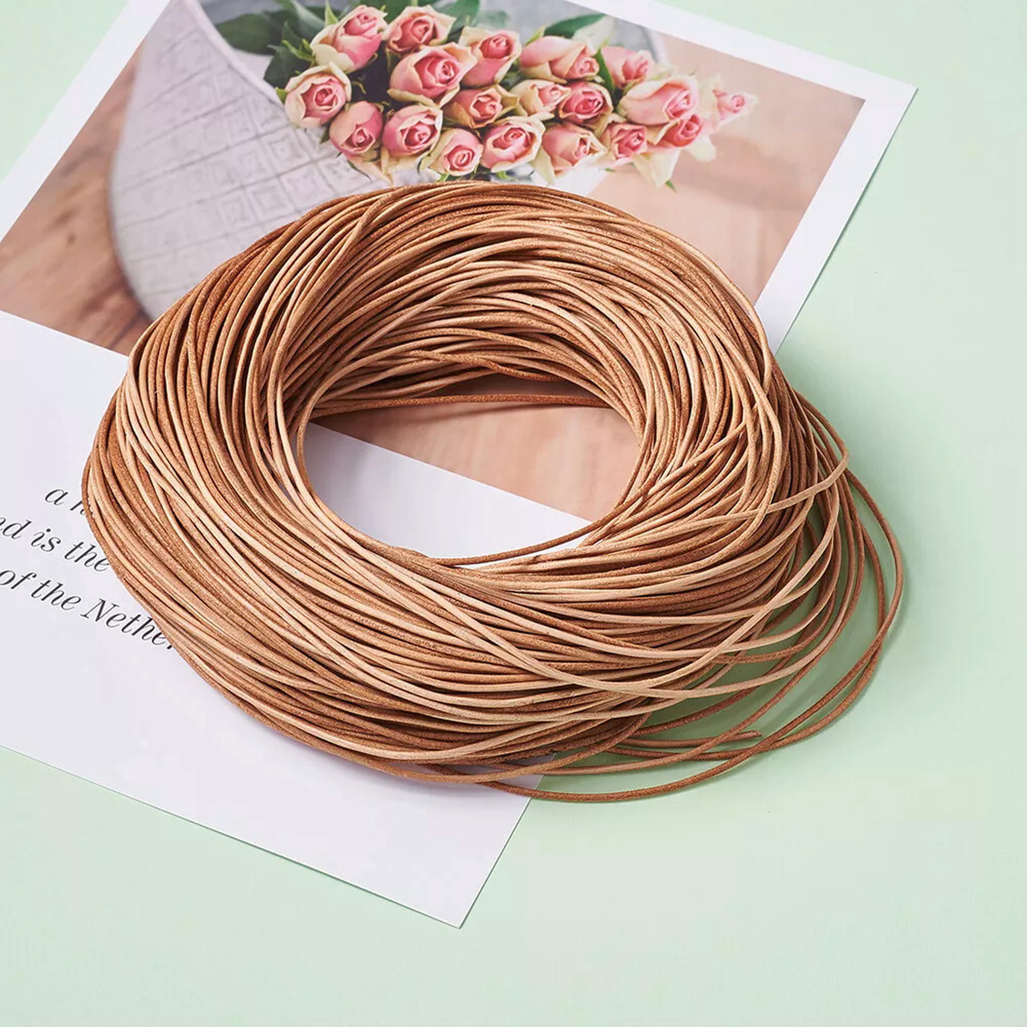 EOEMY 100M Cowhide Leather Cord Jewelry Beading Bracelet String Craft Thread 1.5mm