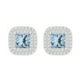 thumbnail image 3 of 1.96 ct Screw-Back Stud Earrings for Women | 5mm Princess Cut Natural Aquamarine | 18K White Gold, 3 of 5