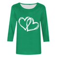 thumbnail image 5 of YUGYXL Womens Valentine's Day Shirts Trendy 3/4 Sleeve Heart Print Tshirts Funny Teen Girl's Valentine Round Neck BlousesGreen,XXL, 5 of 5
