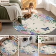 thumbnail image 5 of Round Area Rug 8 Ft, Watercolor Flowers Washable Non-Slip Circle Carpet for Living Room/Bedroom, Spring Floral Butterflies Botanical Beige Collection Low-Profile Large Area Rugs for Indoor, 5 of 7