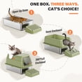 thumbnail image 2 of WoofiGo XL Stainless Steel Cat Litter Box with Removable Lid, Front & Top Entry, High-Sided Enclosure with Scoop, Mat & Footboard, Green, 2 of 7