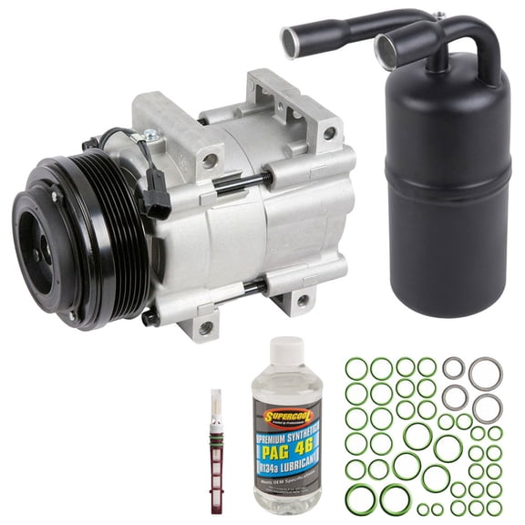 AC Compressor & A/C Kit For Ford Mustang V6 2007 2008 2009 S197 - Includes Drier, Expansion Valve, PAG Oil & O-Rings! - BuyAutoParts