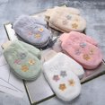 thumbnail image 2 of Cute Little Flower Plush Gloves, Halter Neck With Rope, Korean Version, Winter Cold Protection And Warmth,Green, 2 of 5