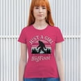 thumbnail image 4 of Just a Girl Who Loves Bigfoot T-Shirt Sasquatch Fan Cryptid Cute Gift Vintage Sunset Wildlife Camping Women's Tee, 4 of 7