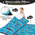 thumbnail image 3 of Monster Cartoon Truck Blue Pattern Teens Toddler Nap Mat with Pillow, Sleeping Mat Bag for Preschool Daycare 50"x20", 3 of 6