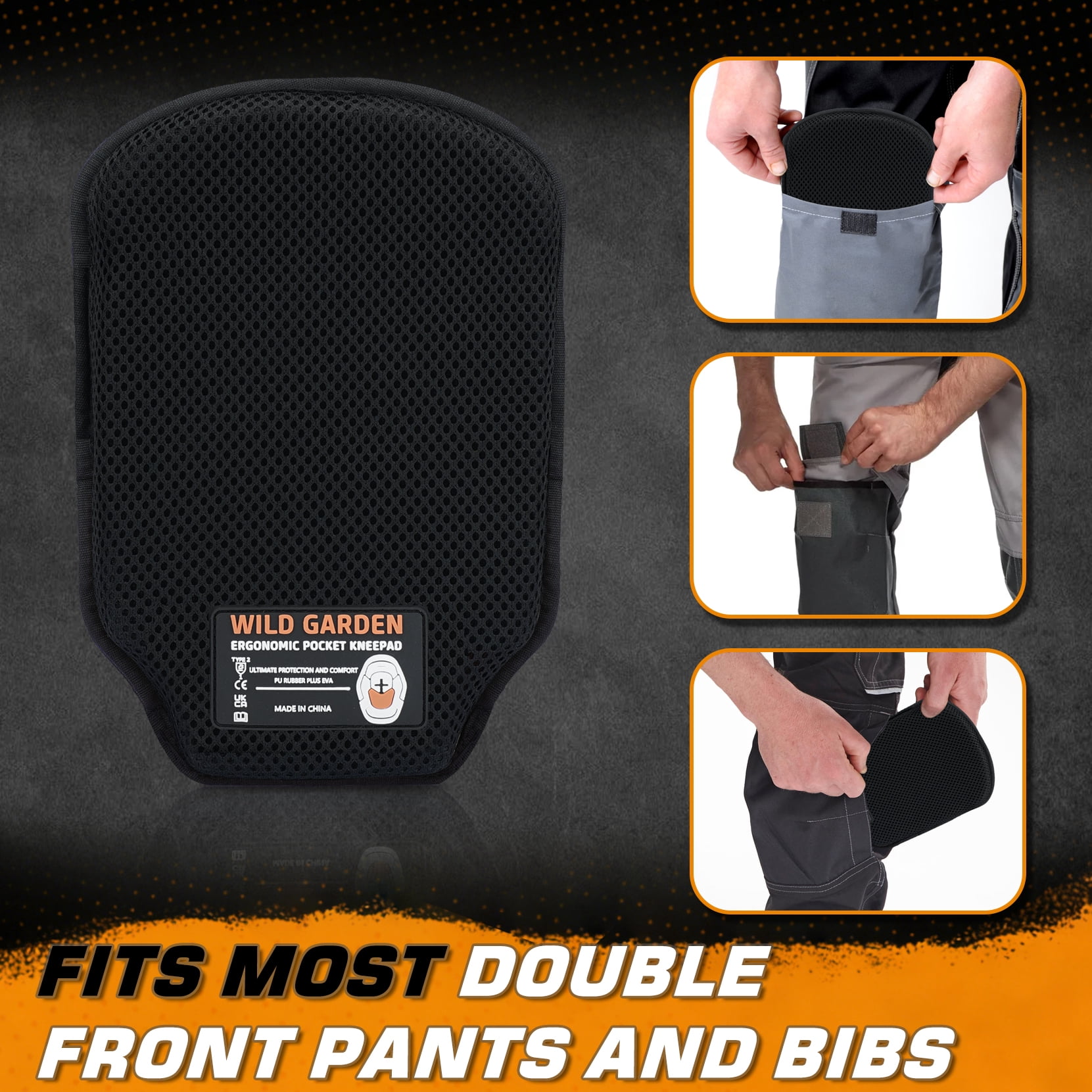 Professional Knee Pads for Work, Ergonomic Comfort Insert Kneepads for Plumbers, Electricians, Construction, Flooring, Gardening and Landscaping, Compatible with Work Pants