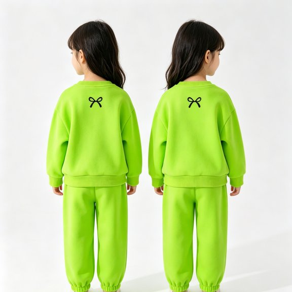 KEXE Little Girls Bow Sweatshirt Set Long‑Sleeve Loose Pullover Top Elastic Waist Jogger Trousers