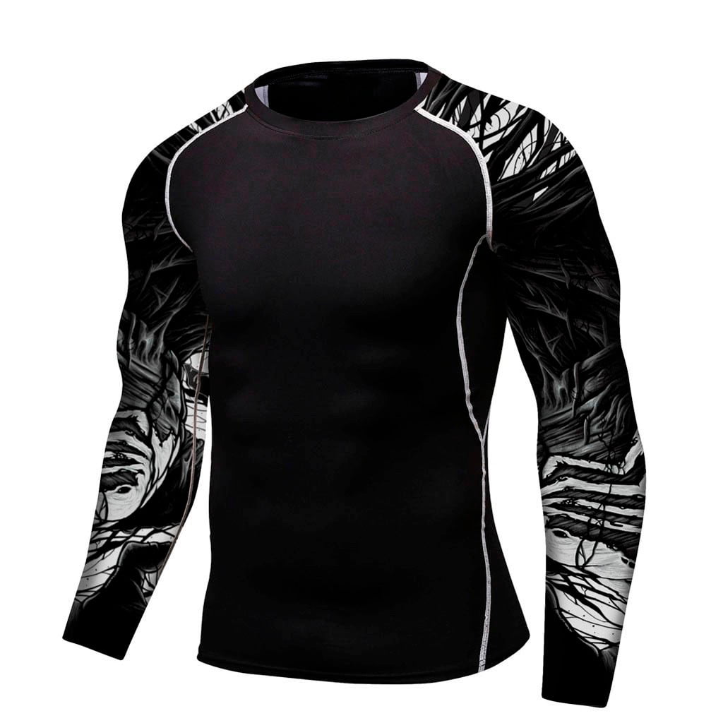 Fanii Quare Men's Soft Fit Long Sleeve Workout Rashguard Cool Dry Compression Fitness Shirt 
