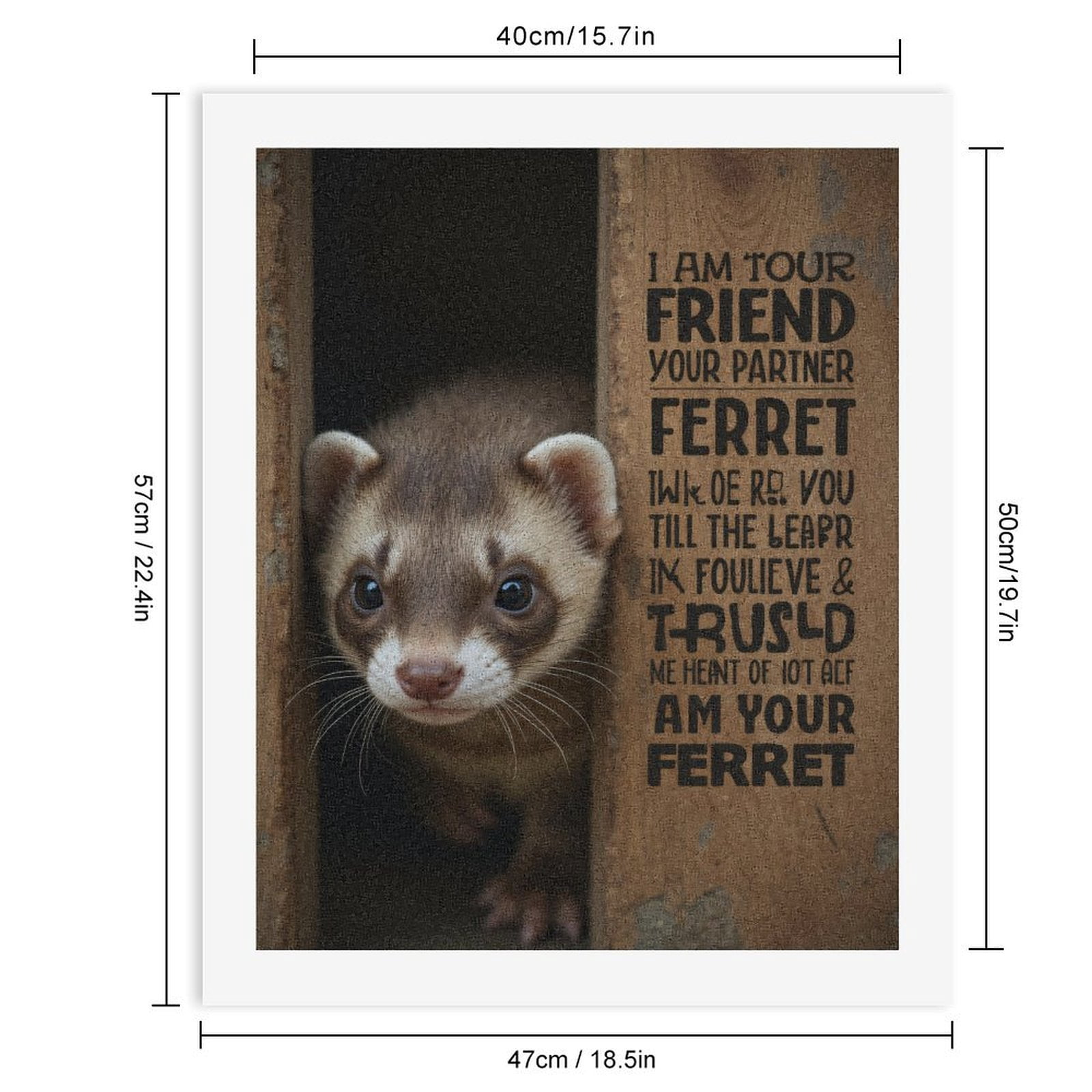 Paint by Numbers Kit for Adults, Adorable Ferret Companion Text Art Paint by Numbers, Easy Paint by Numbers Kit for Adults Beginner, DIY Adult Paint by Number Kits on Canvas, Home Decor