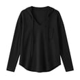 thumbnail image 6 of DYTTDG Women's Waffle Knit Hoodie V Neck Long Sleeve Pullover Top Casual Lightweight Hooded Sweatshirt Pocket, 6 of 8