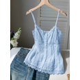 thumbnail image 1 of Blusa De Tirantes Celeste Con Encaje Floral Y Botones Frontales, 1 of 30