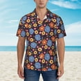 thumbnail image 2 of Sikiie Leaves Flower Print Men's Hawaiian Shirt, Summer Beach Button Pocket Short Sleeve T-Shirt,X-Large, 2 of 7