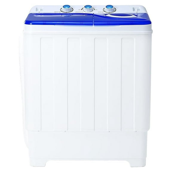 SONGMY 28lbs Portable Twin Tub Washing Machine - 18lbs Wash & 10lbs Spin with Drain Pump, Compact Washer for Home, Camping & RVs, Blue