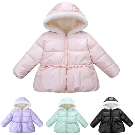 

SYNPOS 18M-6T Winter Coats for Kids with Hoods Light Puffer Jacket for Baby Girls Infants Toddlers