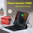 thumbnail image 3 of 500 Watts Power Inverter for Vehicles, 12V DC to 110V AC Car Inverter Converter with 2 AC Outlets+2 USB Chargers, LED Display,  Car Plug Adapter for Phone, Computer, RV, Camping & Home Red, 3 of 11