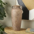 thumbnail image 2 of DecMode 20" Antique Style Textured Brown Ceramic Vase with Handles, 2 of 9
