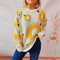thumbnail image 4 of Yellow Womens Sweatshirt Women's Autumn/Winter New Top Sunflower Jacquard Round Neck Long Sleeve Knitted Pullover Sweater Fall Clothes for Women, 4 of 4