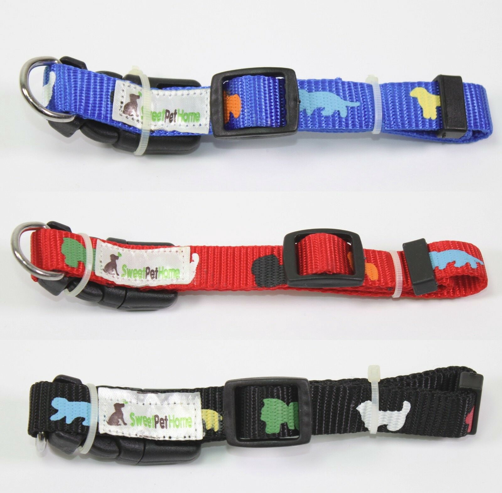 Assorted 12" to 16" Inch Adjustable Puppy Print Nylon Collar Medium Sized Dogs CL0028