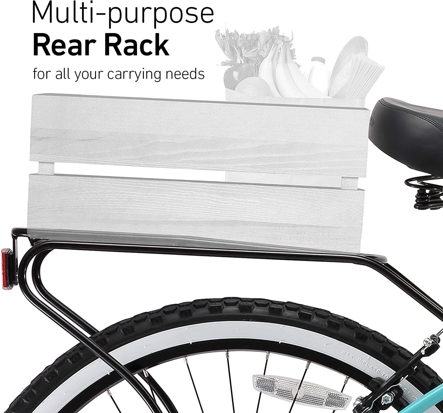 sixthreezero Around the Block Women's 26" 21-Speed Beach Cruiser Bicycle with Rear Rack