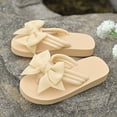 thumbnail image 3 of Flip Flops for Women Bowtie Platform Thong Sandals Lightweight Casual Flat Shoes Summer Beach Dress Shoes Yellow Size 7.5, 3 of 5