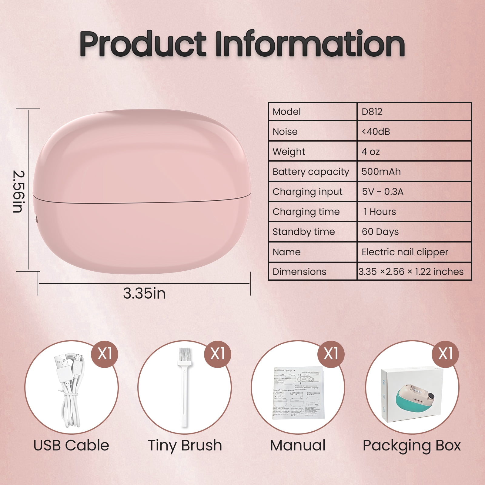 Electric Nail Clippers Automatic Nail Trimmer with Polishing Head, Dual Trimming Modes, Dust Storage, 2 Speed Settings, LED Light, Safe for Baby, Kids, Adults and Seniors
